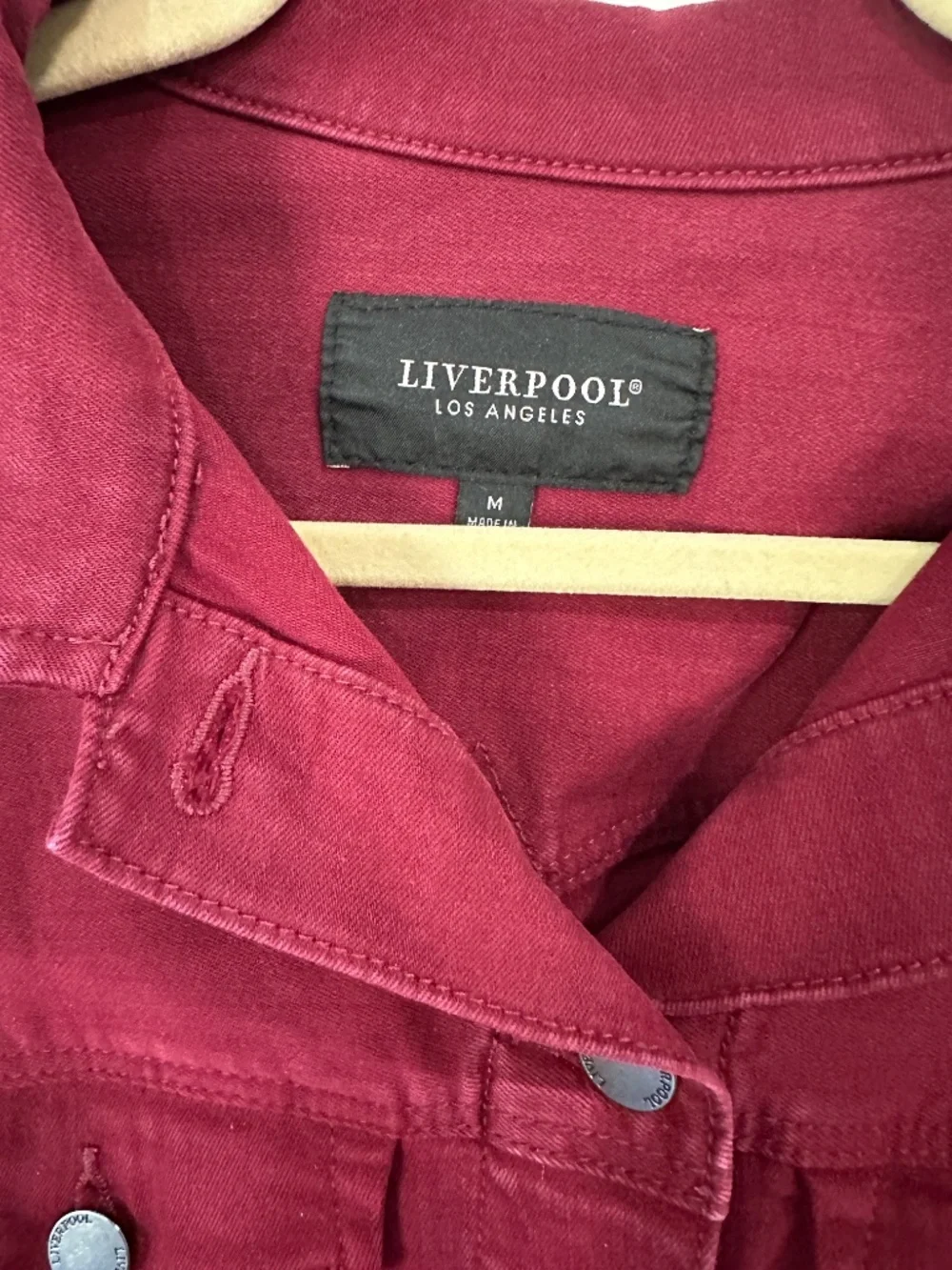 Liverpool Stretch Denim Jacket - Burgundy